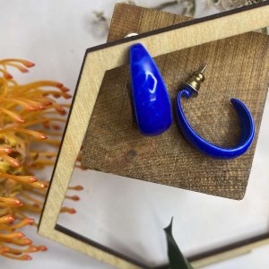 BLUE HAMMERED ENAMEL EARRINGS