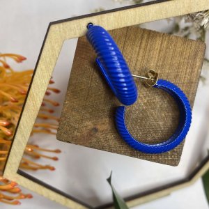 BLUE RIDGED HOOP EARRINGS