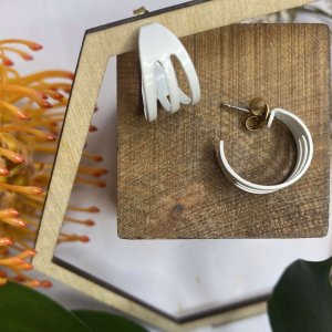 WHITE ENAMEL EARRINGS