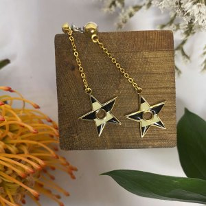 BLACK and WHITE STAR DROP EARRINGS