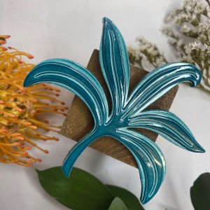 FRENCH TEAL LEAF BROOCH