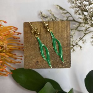 GREEN and GOLD abstract EARRINGS