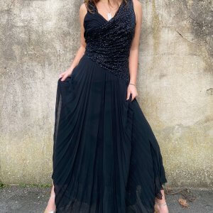 Black Chiffon and Sequin Gown