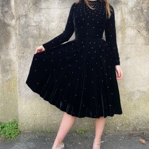 Black Velvet Diamante dress