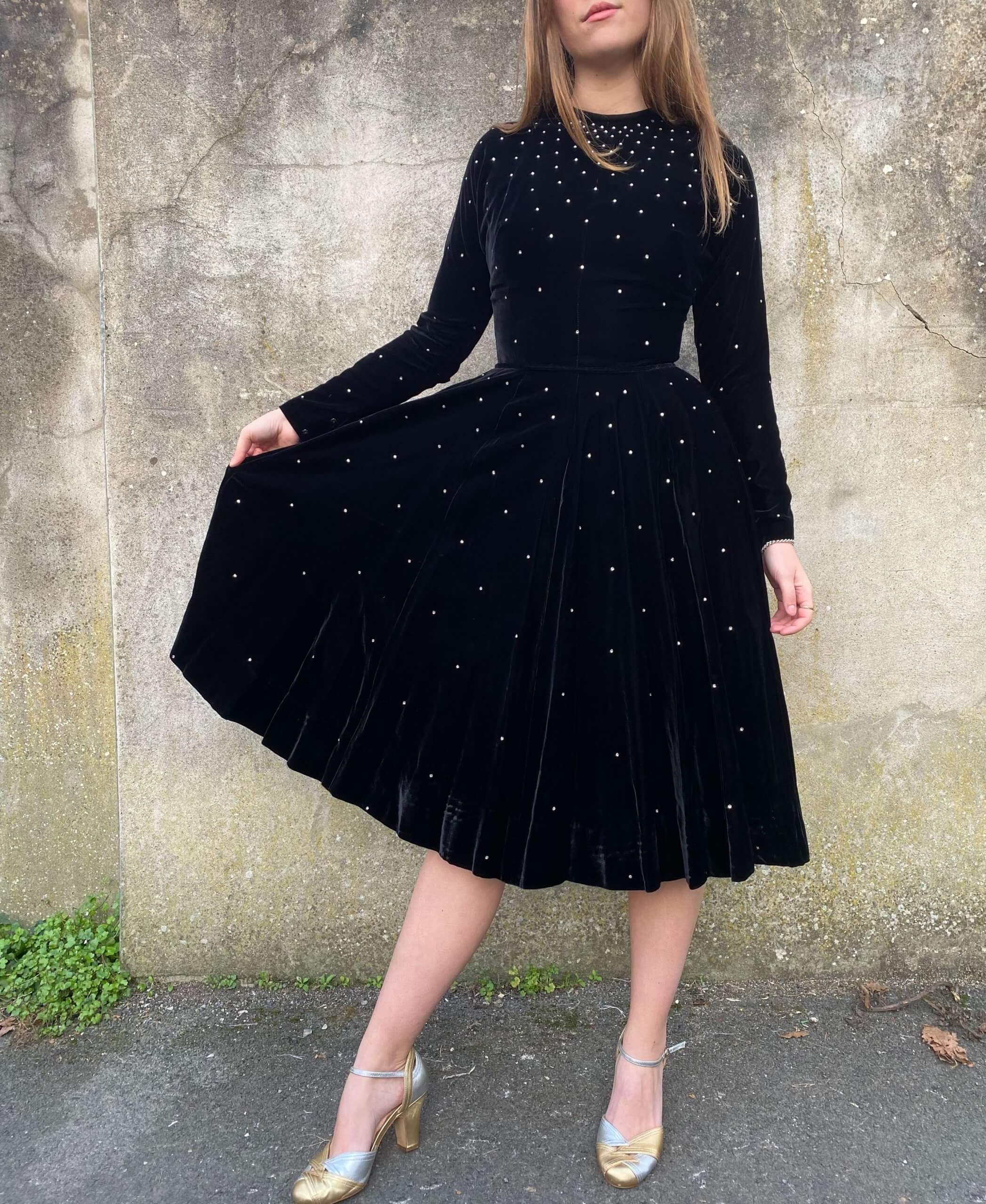 Black Velvet Diamante dress